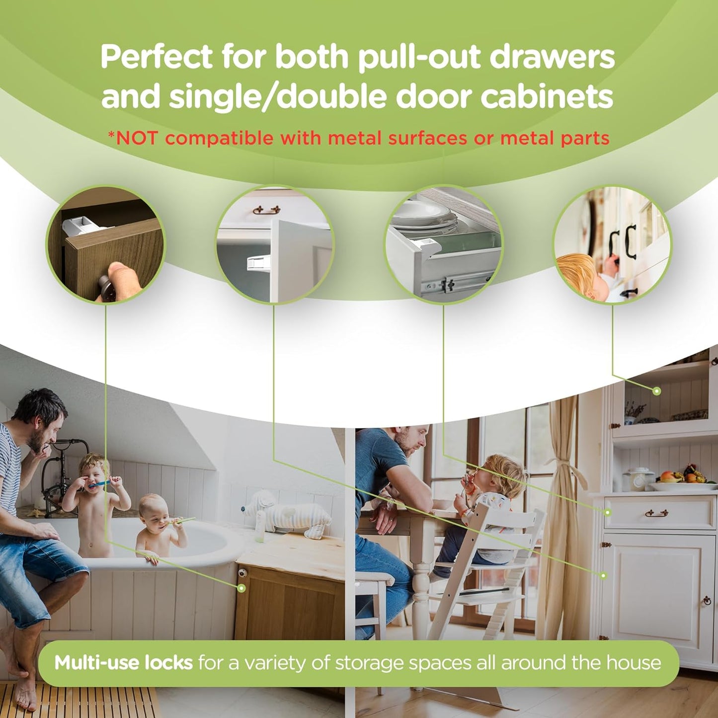 Magnetic Child Proofing Cabinet Lock - Set Of 8