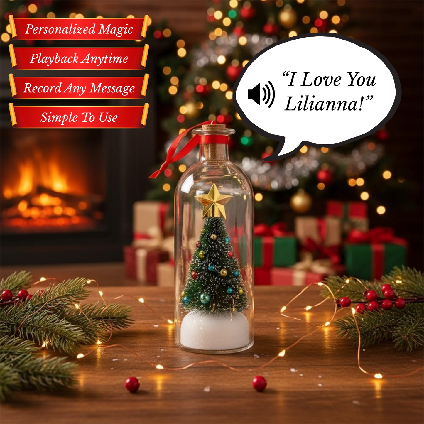 Recordable 8" Christmas Tree Bottle - Making Christmas Personal Again